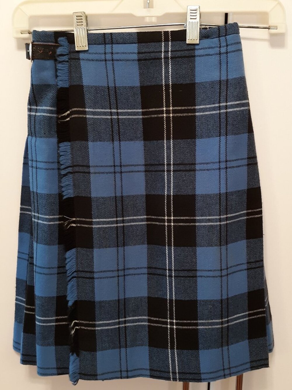 Vintage Scottish Kilt, Strone House Tartan Weavers Ramsey Blue Hunting Plaid